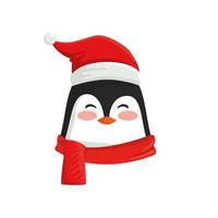 head of penguin character merry christmas vector