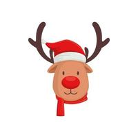 face of reindeer animal character merry christmas vector