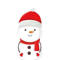 merry christmas cute snowman character vector