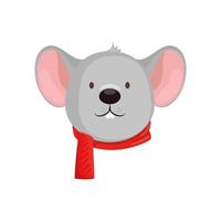 face of mouse merry christmas character vector