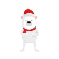 cute bear character merry christmas vector