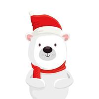 cute bear character merry christmas vector