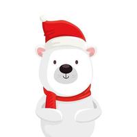 lindo oso personaje feliz navidad vector