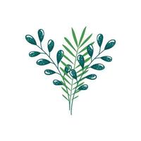 branches with leafs nature ecology isolated icon vector