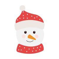 head of snowman character merry christmas vector