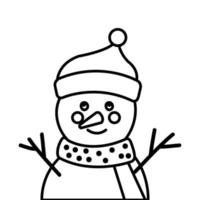 merry christmas snowman line style icon vector