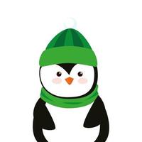 feliz navidad lindo personaje de pingüino vector