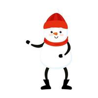 merry christmas cute snowman character vector