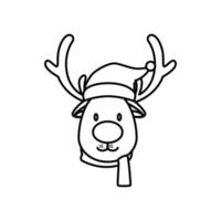 face of reindeer merry christmas line style icon vector