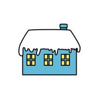 house with snow isolated icon vector