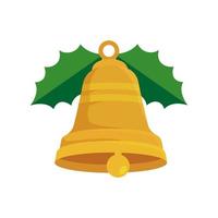 bell christmas with leafs isolated icon vector