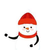 feliz navidad lindo personaje de muñeco de nieve vector