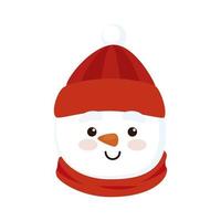 head of snowman character merry christmas vector