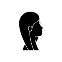 silueta, de, perfil, mujer, cabeza, avatar, carácter vector