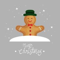 merry christmas poster with ginger cookie vector