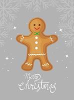 merry christmas poster with ginger cookie vector