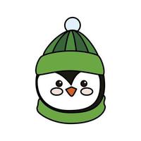 cabeza de feliz navidad lindo personaje de pingüino vector