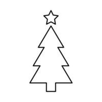 icono de estilo de línea de navidad de árbol de pino vector