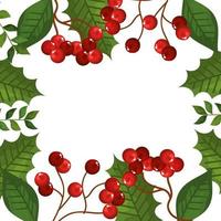 frame of leafs and branches with seeds christmas icons vector