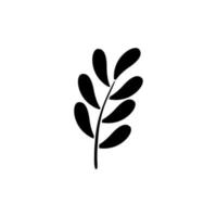 silueta, de, rama, con, hojas, naturaleza, ecología, aislado, icono vector