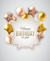 Color Glossy Happy Birthday Balloons Banner Background vector