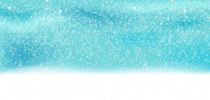 Colorful naturalistic winter background with falling snow on drifts. vector