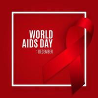 December 1 World AIDS Day Background. Red Ribbon Sign. vector