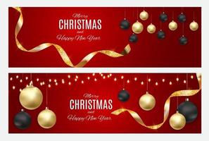 Merry Christmas and New Year Greeting Card Template vector