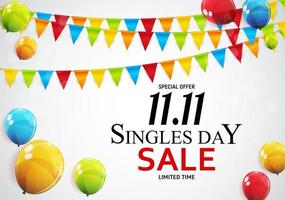 November 11 Singles Day Sale. Vector Illustration