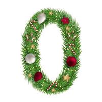 Christmas alphabet number 0 vector illustration