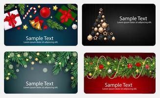 Set of cards with Christmas BALLS, stars and snowflakes vector