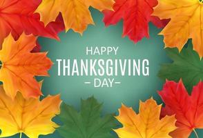 Happy Thanksgiving Day Background with Shiny Autumn Natural Leaves. vector