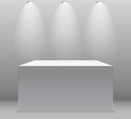 Exhibition Concept, White Empty Box, Stand with Illumination