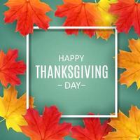 Happy Thanksgiving Day Background with Shiny Autumn Natural Leaves. vector