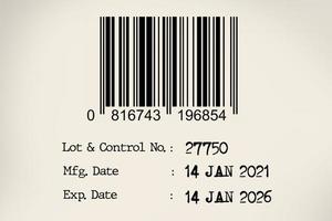 Expiry date and manufacturing date with bar code