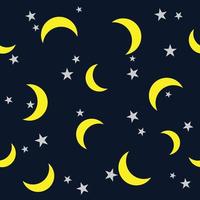 Moons and Star seamless pattern dark night background vector