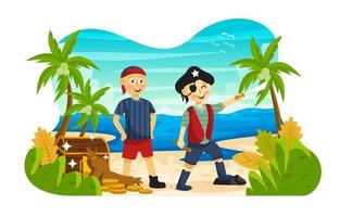 Kids Play Pirates Role vector