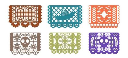 Papper Craft Picado Icon Set vector