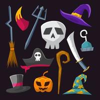 Costume Party Halloween Icon Set vector