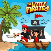 los niños juegan a pequeños piratas vector