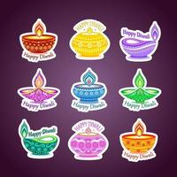 Diwali Candle Sticker vector