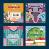 World Humanitarian Day Card Template Set vector