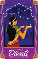 Happy Diwali Festival Lights vector