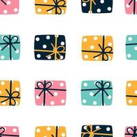 Wrapped Christmas Presents Seamless Repeat Vector Pattern