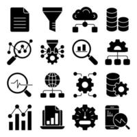 Pack of Big Data Solid Icons vector