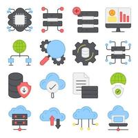 Pack of Data and Cloud Flat Icons vector
