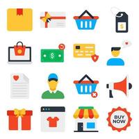 Pack of Online Shopping Flat Icons vector