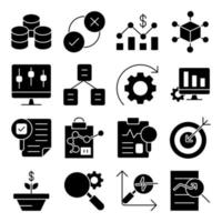 Pack of Big Data and Infographic Solid Icons vector