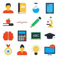 paquete de iconos planos elearning vector