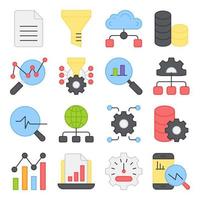 Pack of Big Data Flat Icons vector